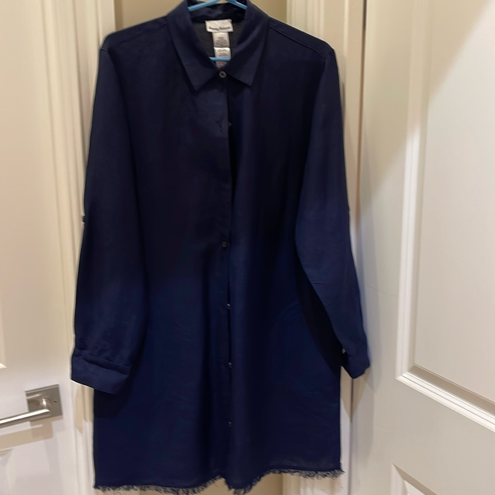 Tommy Bahama linen tunic/jacket with frayed bottom detail